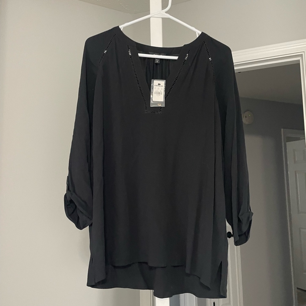 Express Black 3/4 Sleeve Blouse
